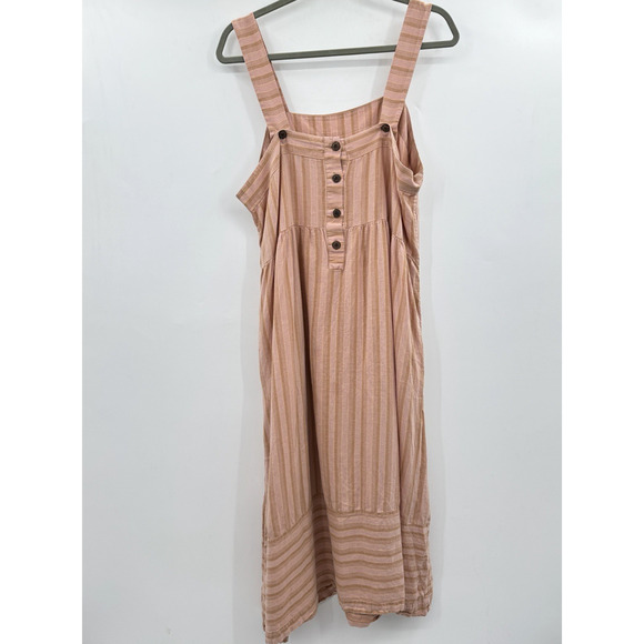 Patagonia W's Garden Island Dress Sz XL Peach Stripe Maxi Button Back Beachy - Picture 2 of 13